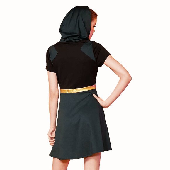 Her Universe Marvel Loki Gold Black Cosplay Hooded Mini Dress XS, S, M - Picture 2 of 2